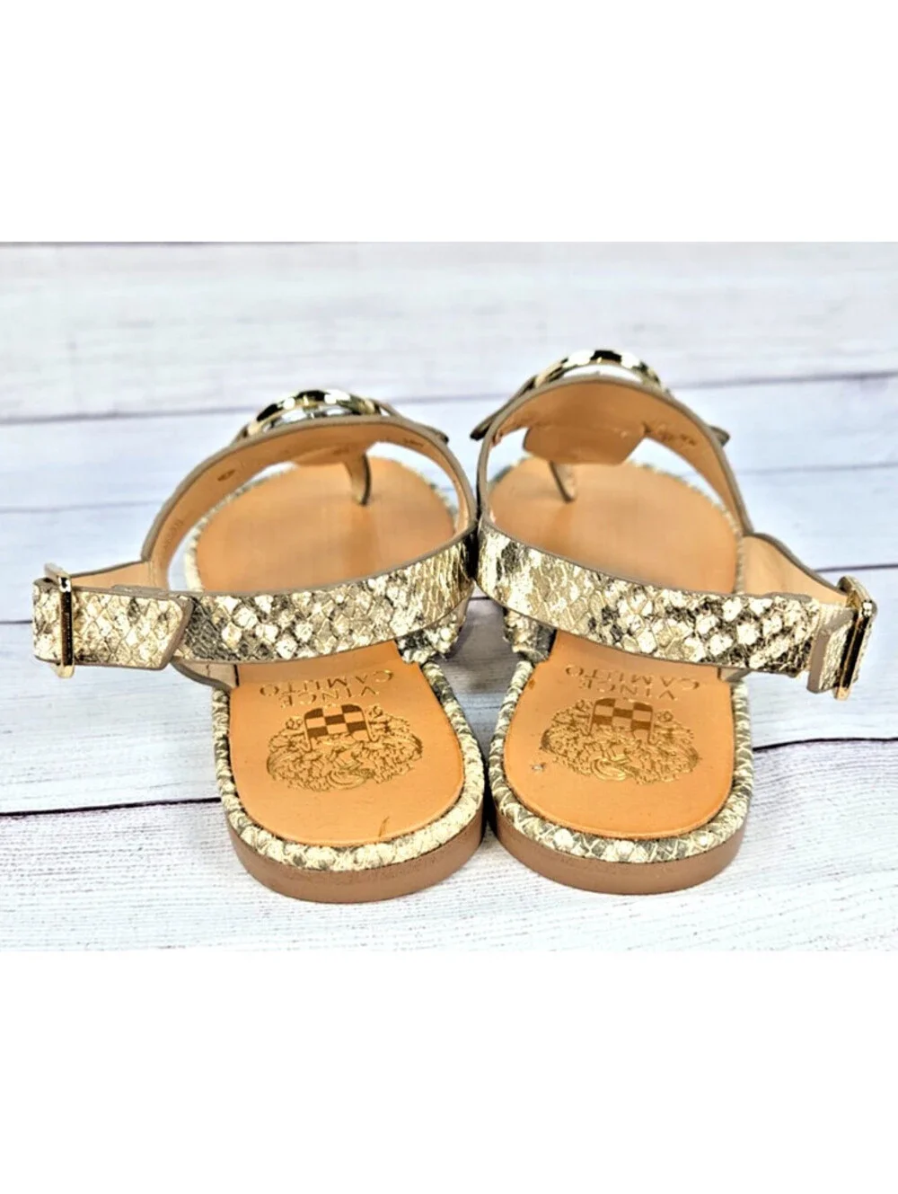 Vince Camuto Amerina felt thong sandals T-strap & faux snakeskin print size 5.5M